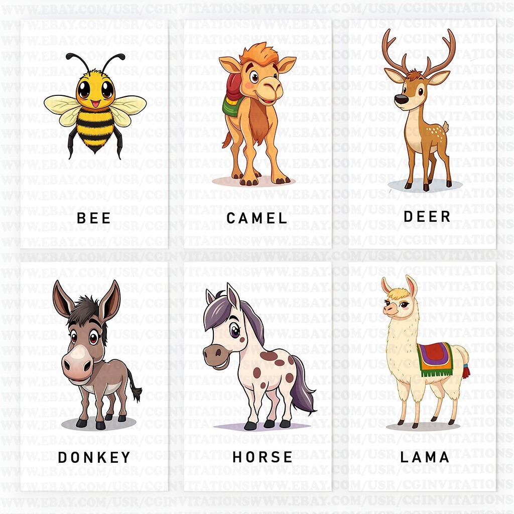 Printable Cute Animals Flash Cards-Montessori-Inspired 30 Card Set for Kids