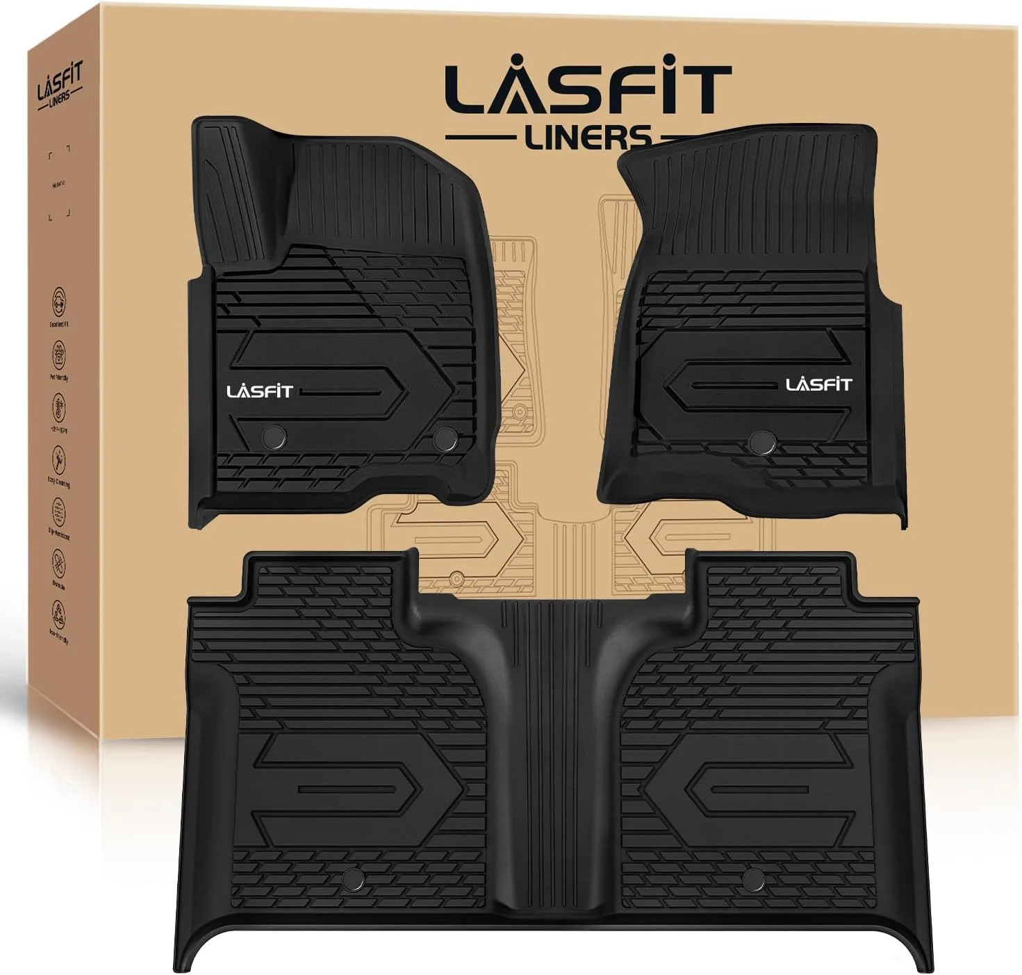 LASFIT Floor Mats 2019-2026 for Chevy Silverado/GMC Sierra 1500, 2020-2026 for 2