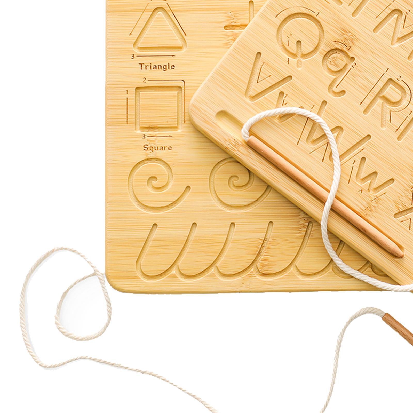 Letter Practicing Board Wooden with Pen Children Double Sided Exercise Board