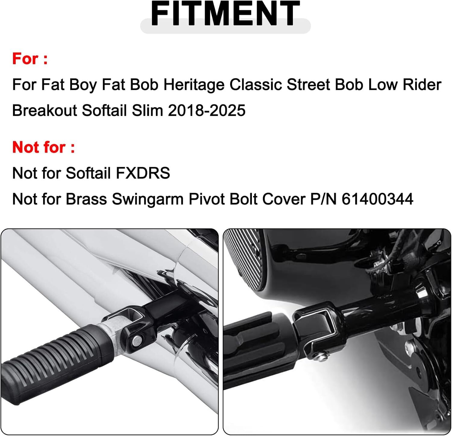 PSLER Left and Right Street Bob Foot Pegs, Softail Passenger Footpeg Supports
