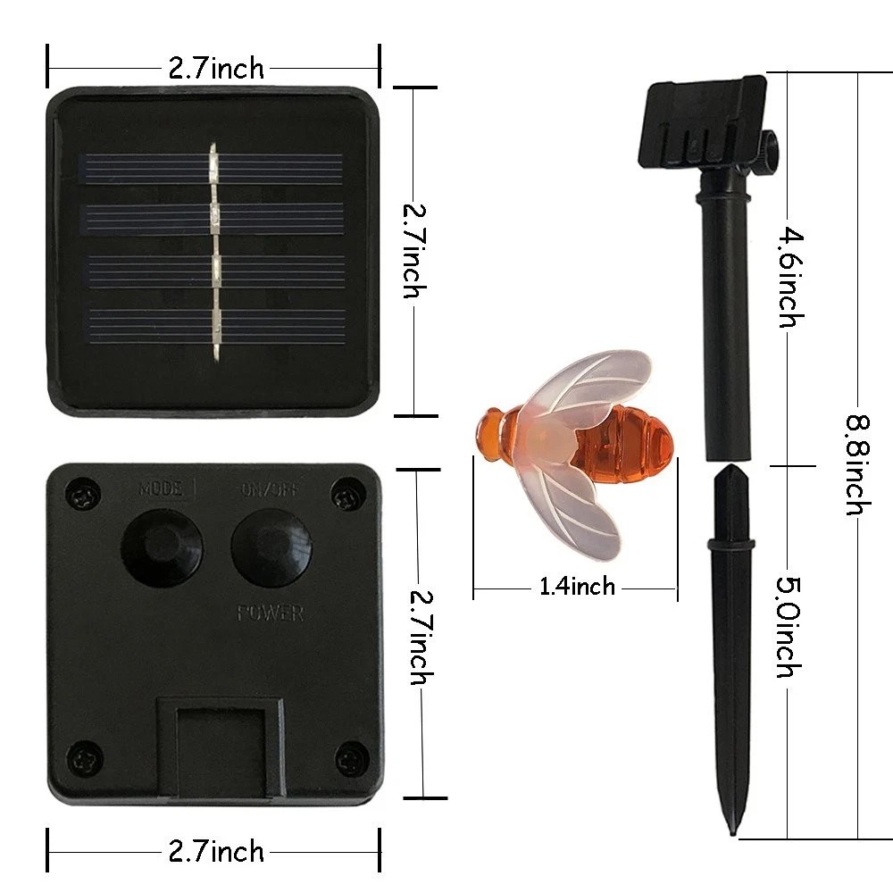 Solar Outdoor Bumble Bee Lights, 20 LED Waterproof Garden Fairy Decoration
