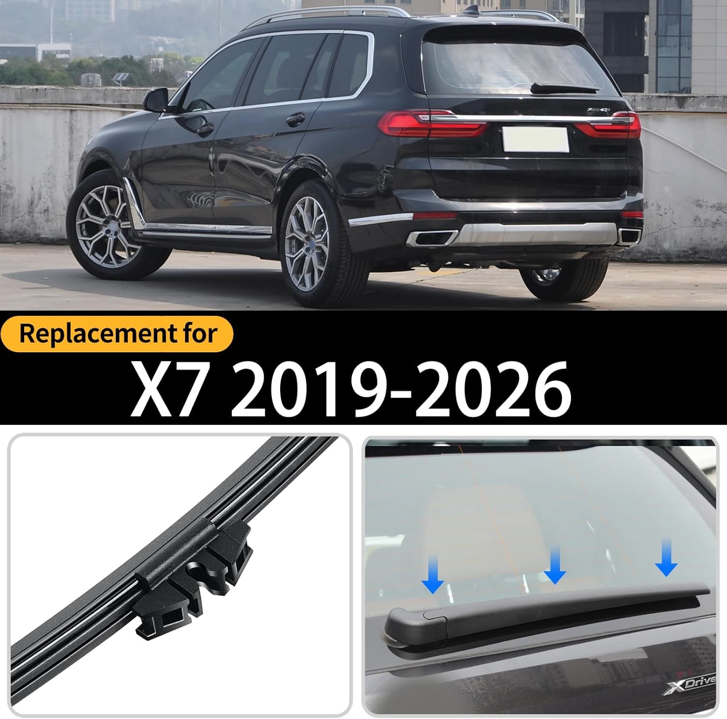 Rear Wiper Blade & Arm Set for BMW X7 2019-2026, Back Windshield Replacement