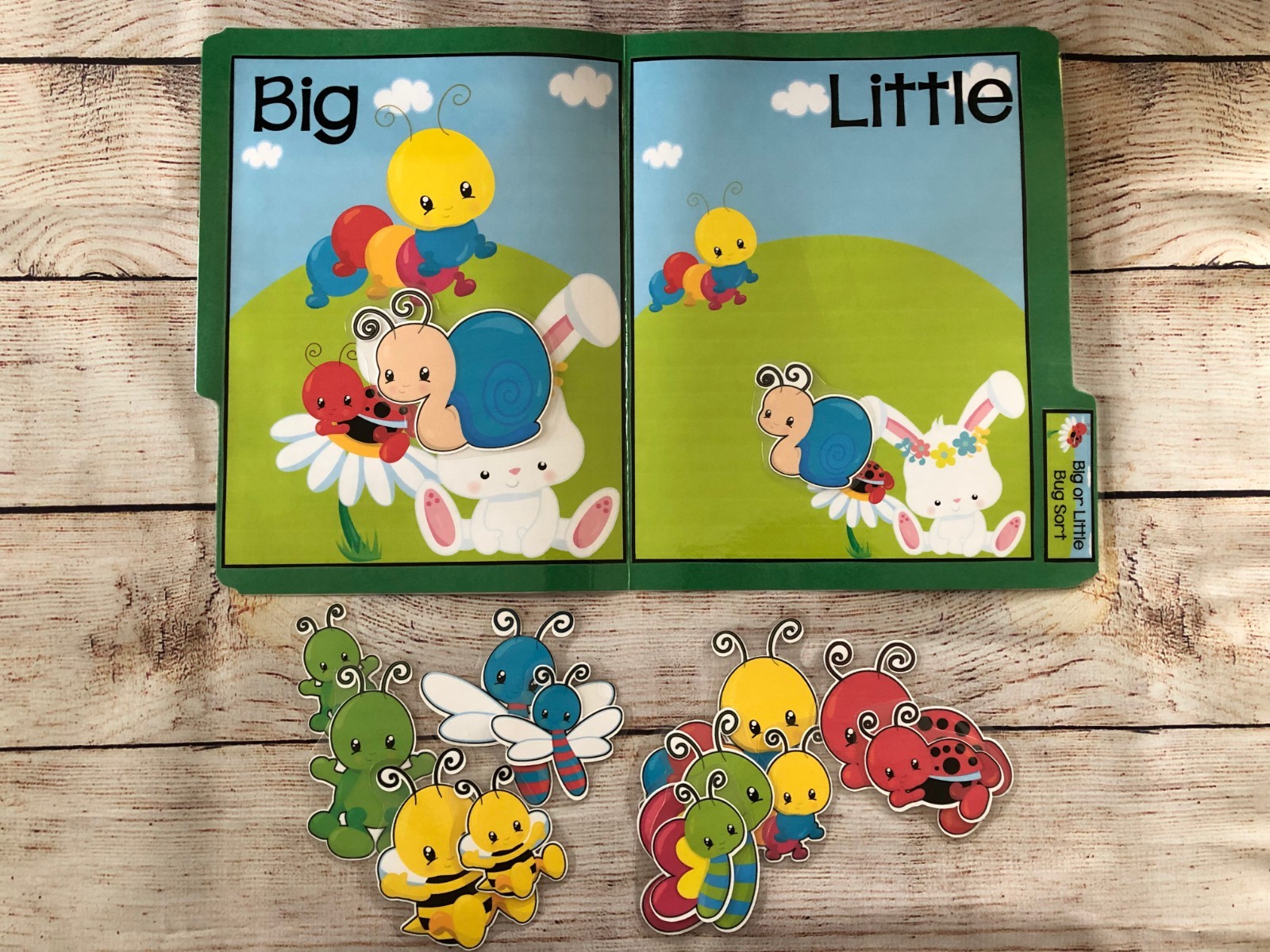 Big or Little Bug Size Sorting Pre k Preschool Kinder Math File Folder Game