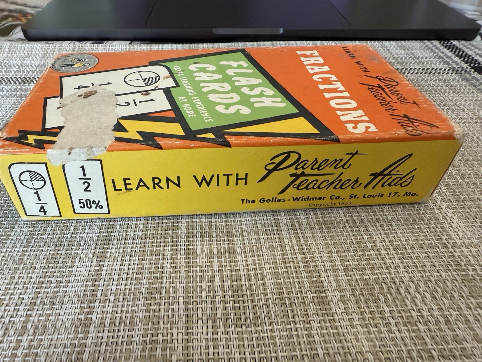Fractions Flash Cards Learn With Parent Teacher Aid Numbers Math Arithmetic 1959
