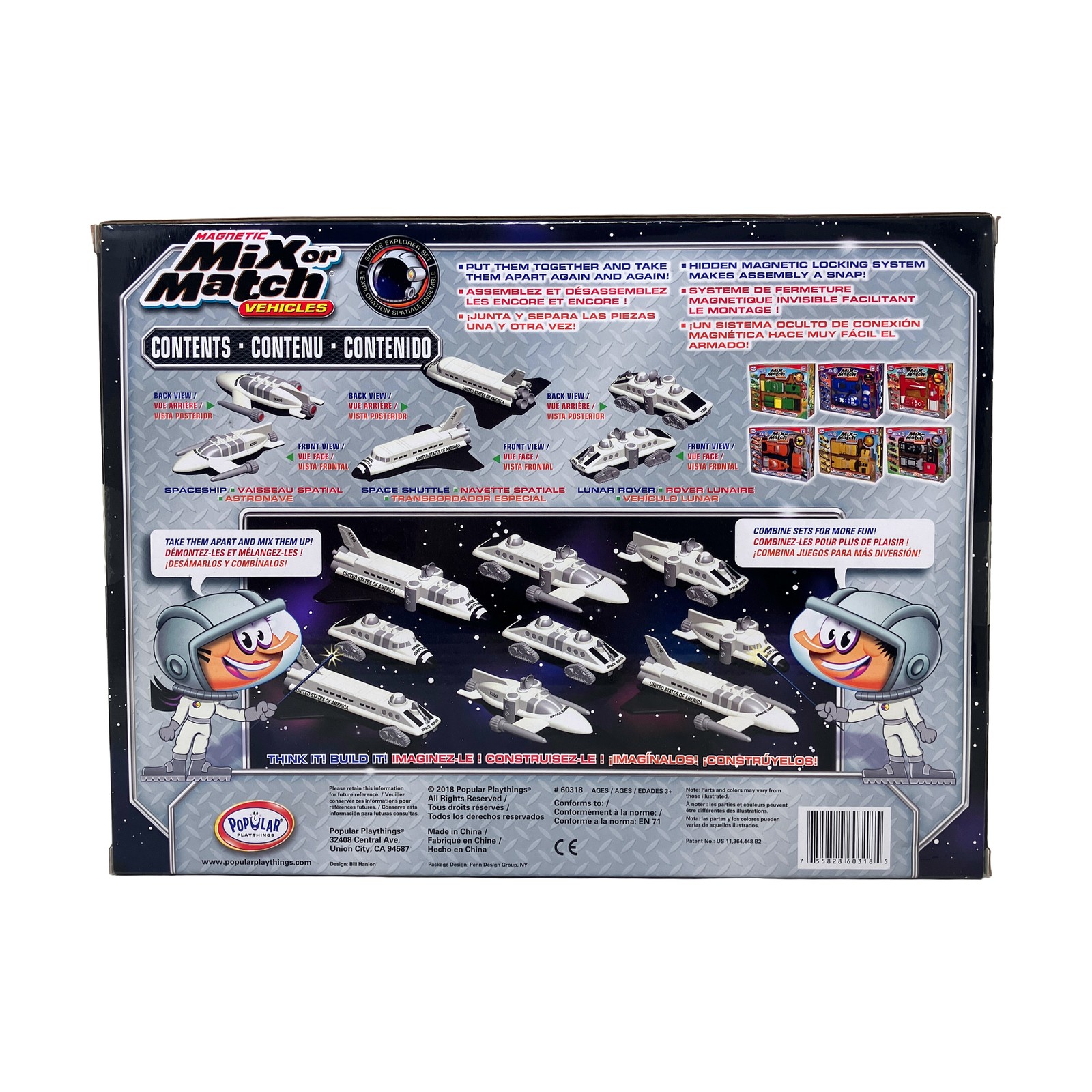 New – Popular Playthings Magnetic Mix or Match Vehicles: Space Explorer Set