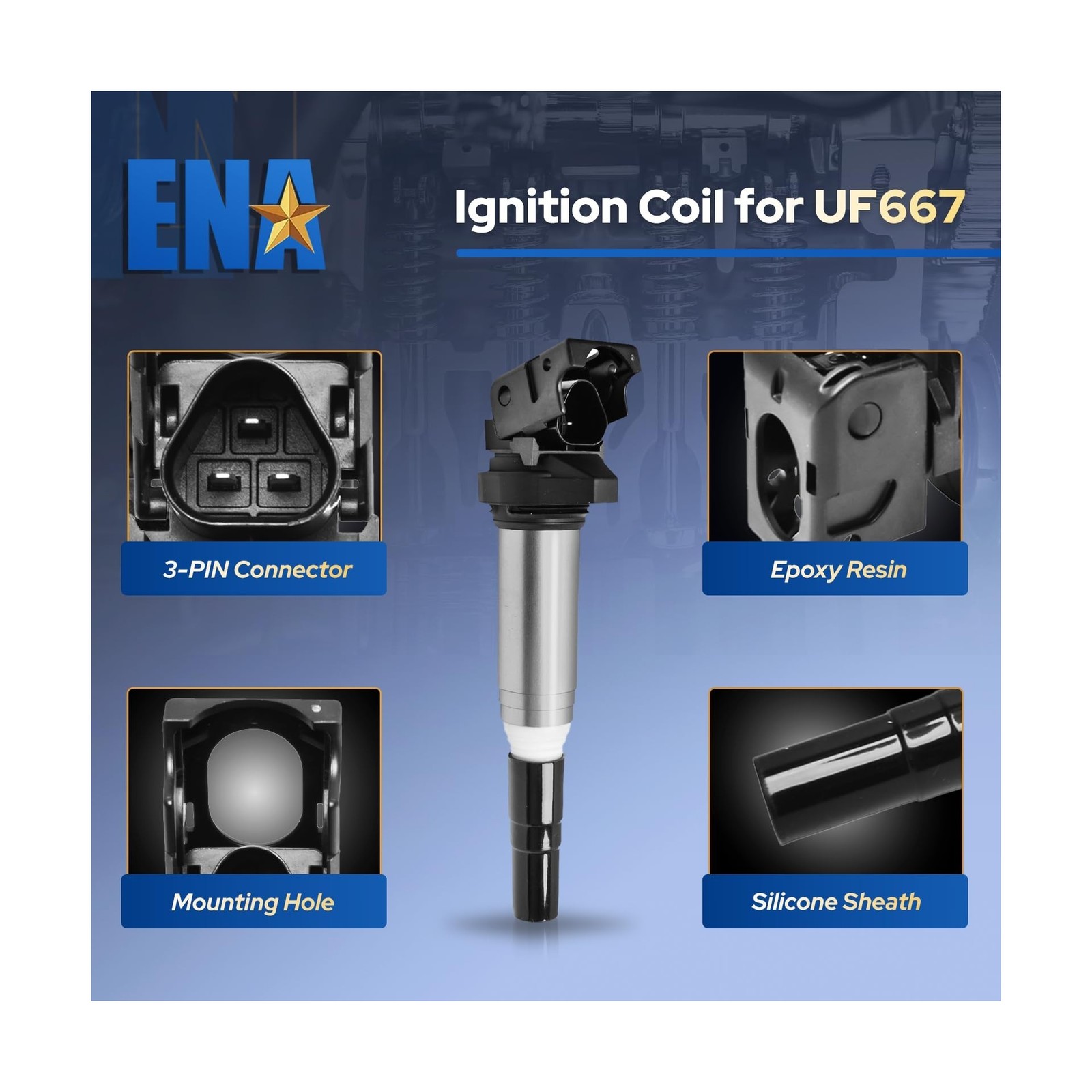 ENA Set of 6 Ignition Coil Pack Compatible with 128i 135i 323i 325i 330i …