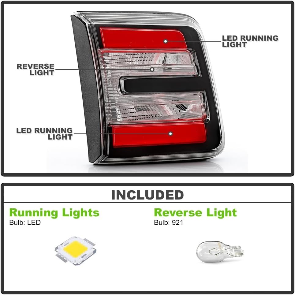 13-16 GMC Acadia LED Tail Light Inner Left Driver Rear GM2802107 Black OE-Type