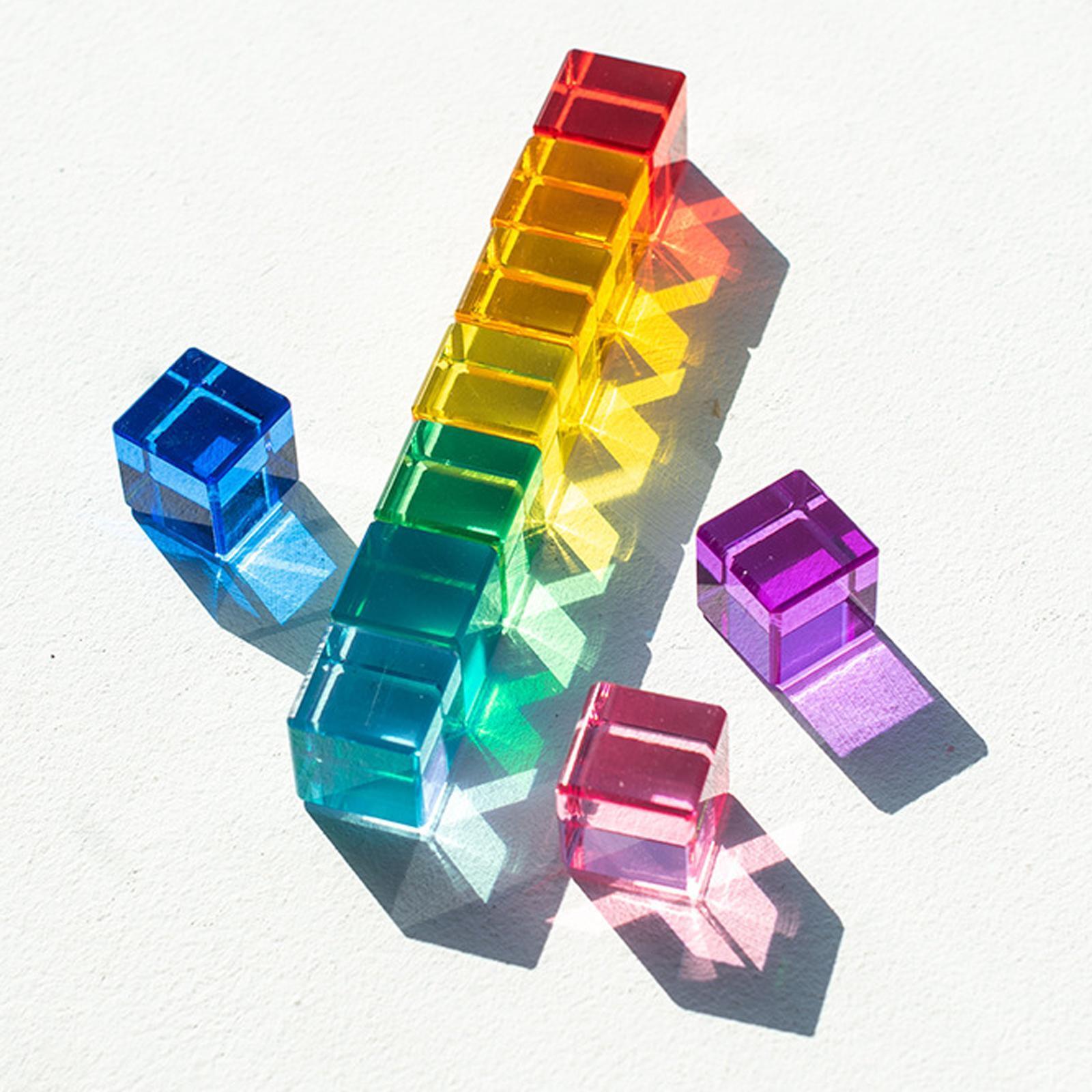 Rainbow Building Blocks Set Learning Toys Acrylic Cubes for Boys Girls Gift