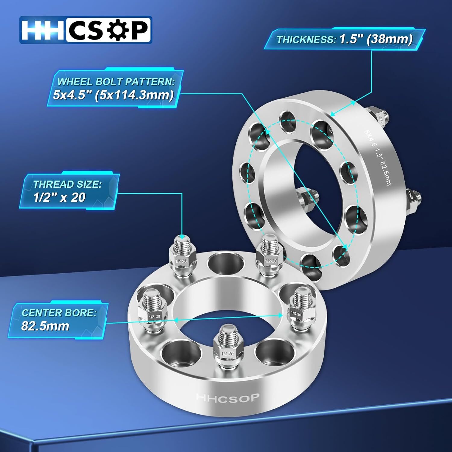 HHCSOP 5×4.5 Wheel Spacers 1.5 inch, Compatible with Ford Mustang Ranger
