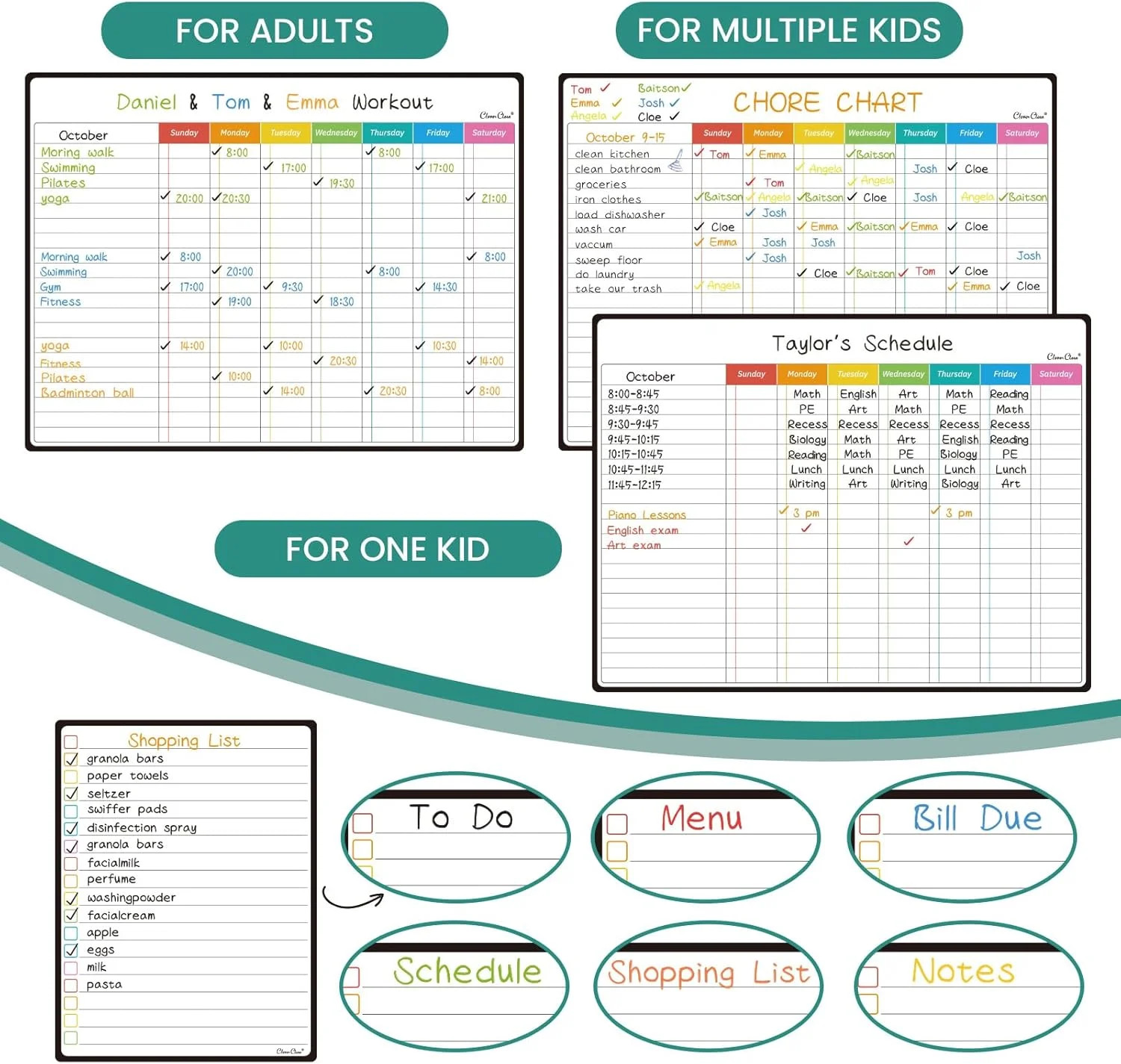 Magnetic Dry Erase Chore Chart – 14.5″x11″ Chore Chart for Kids, Teens and Adult