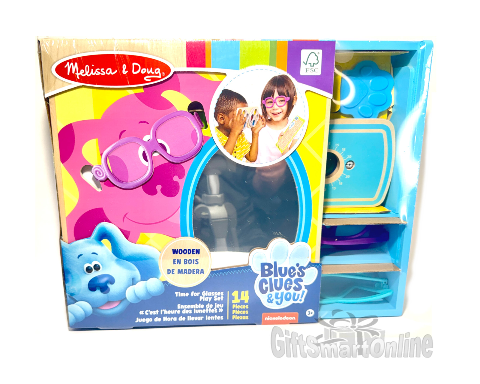 Melissa & Doug Blues Clues & You! Time for Glasses Play Set Wood Tray FREE SHIP