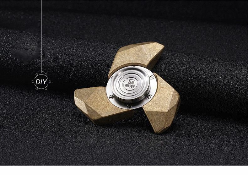 FEGVE Diy Fidget Hand Spinner Triangle Matte Brass/Copper Finger Toy EDC