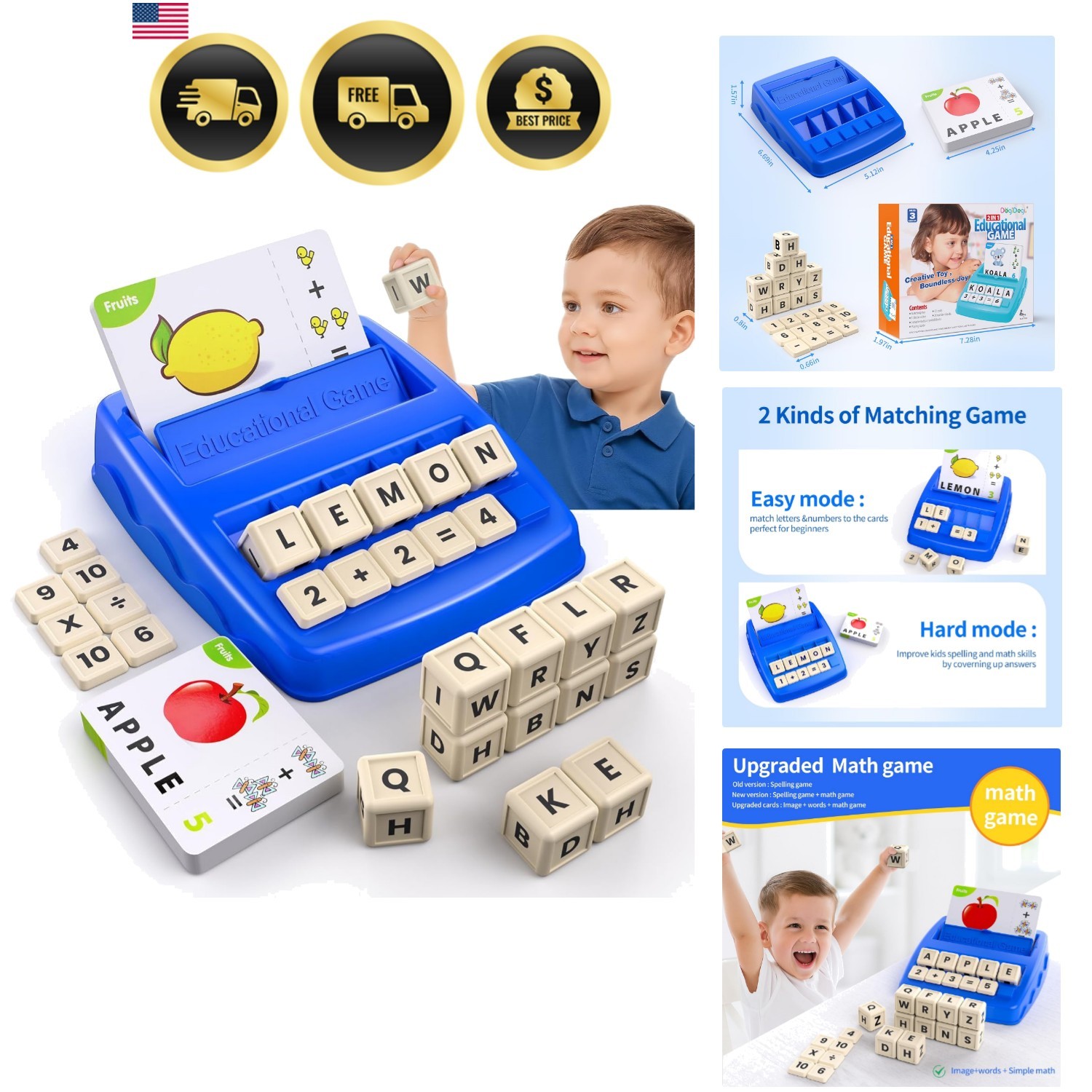 Educational Toys for Kids Ages 3-8, Matching Letter Spelling Math Game ABC Le…