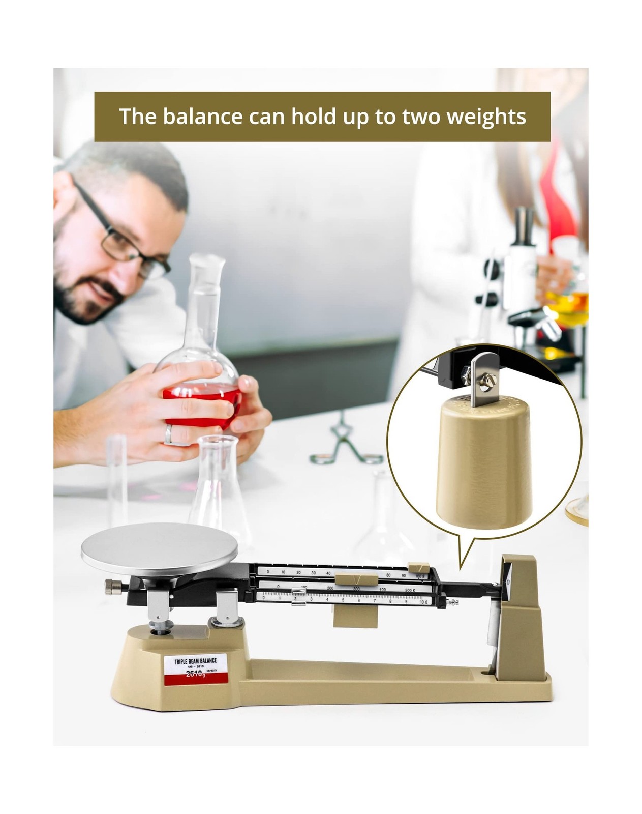 QWORK Triple Beam Mechanical Balance, 2610g/0.1g Lab Analytical Weight Set, T…