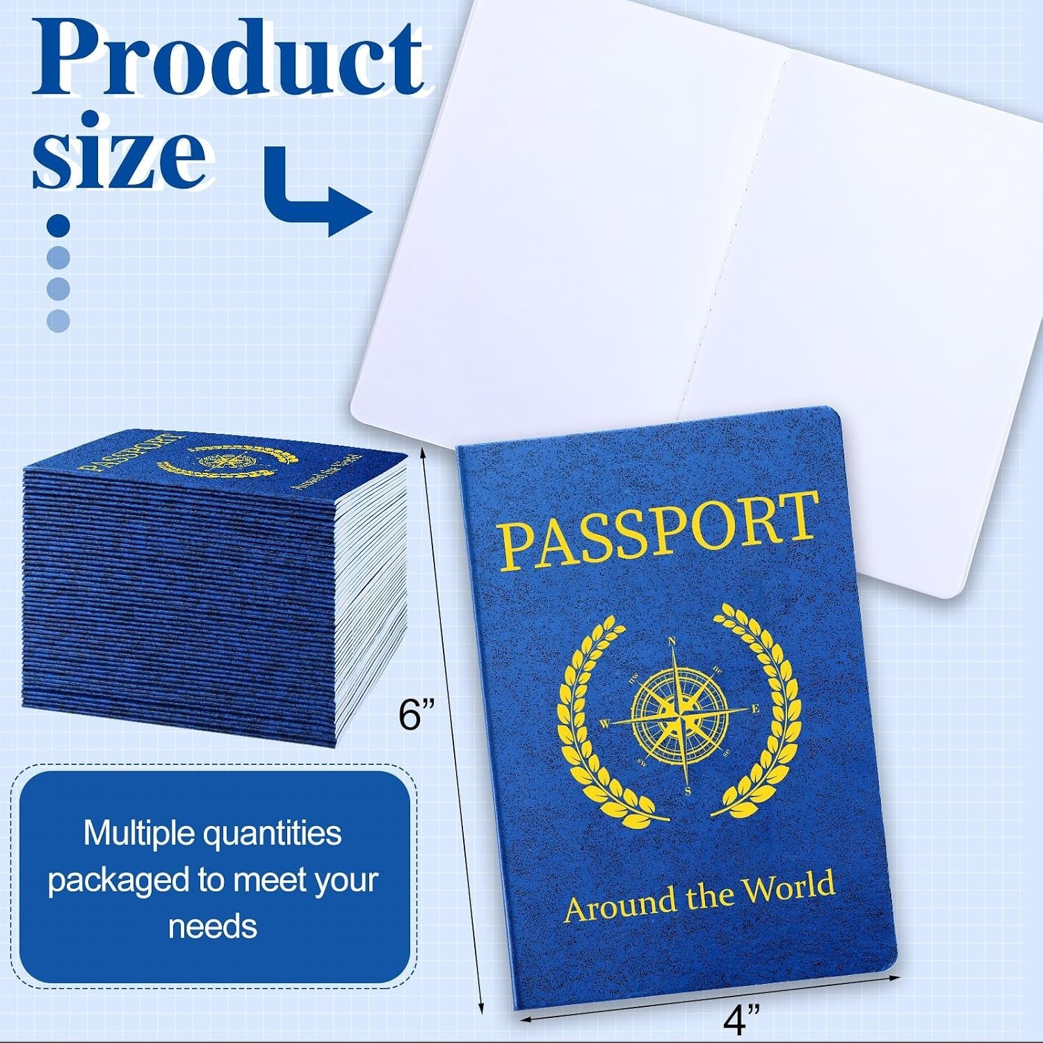 50 Blank Passport Notebooks for Kids Travel Party Favors Classroom Activity Book