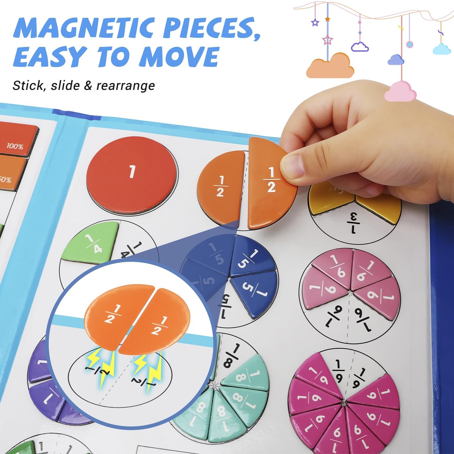 Magnetic Fraction Demonstration Book, Magnetic Fraction Educational Puzzle with