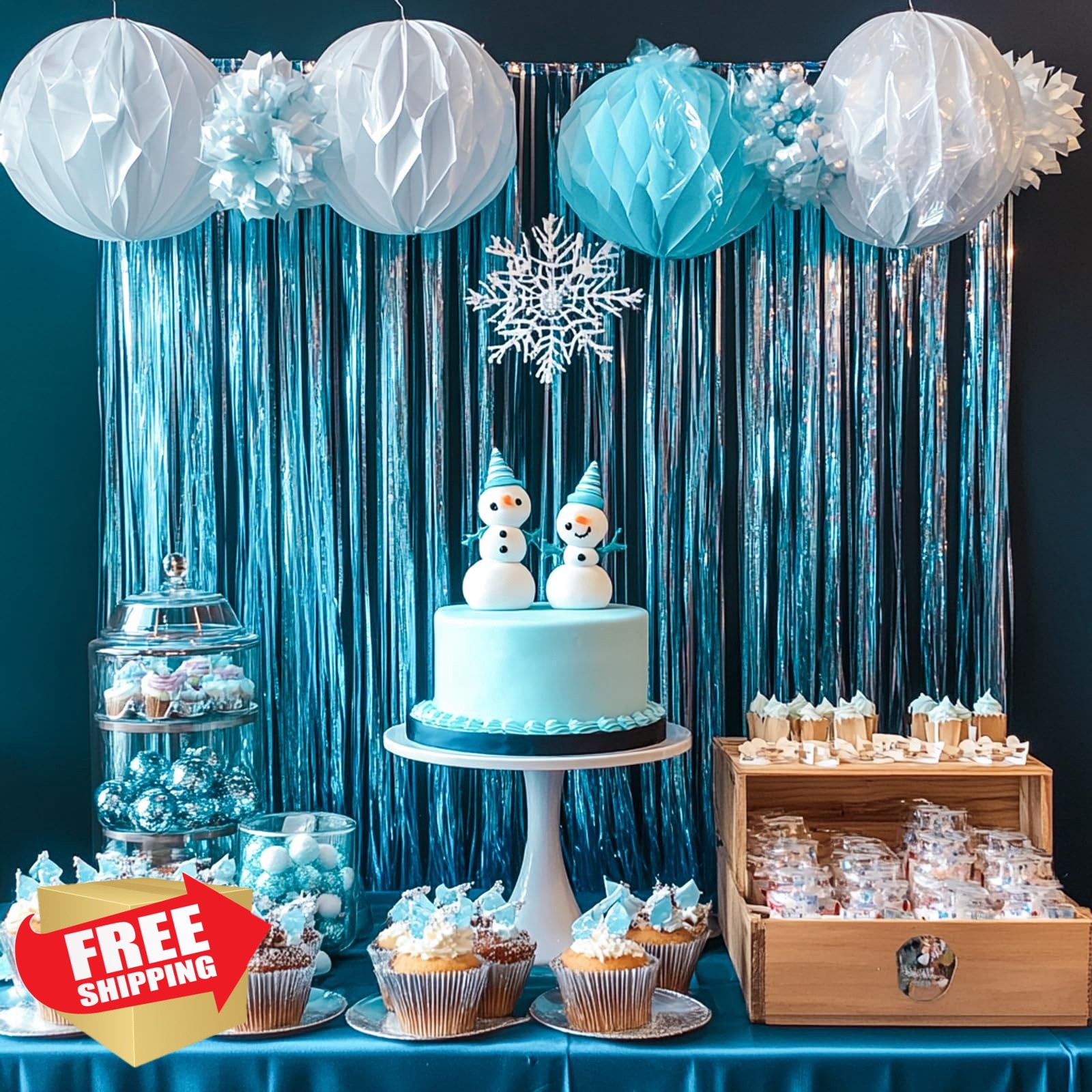 PartyWoo Light Blue Streamers 3pcs