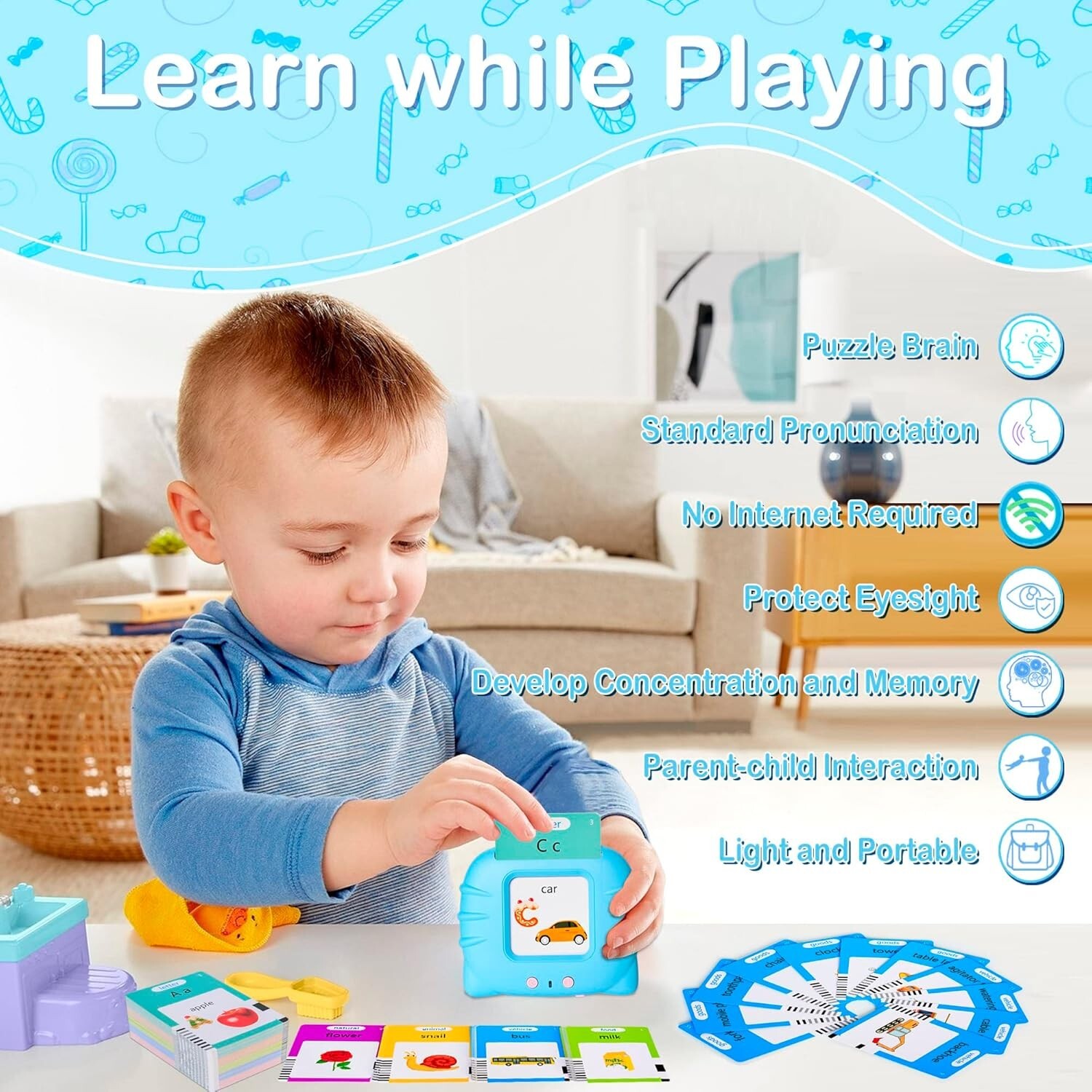 Lightweight Talking Flash Cards Set – Speech Therapy and Montessori Learning