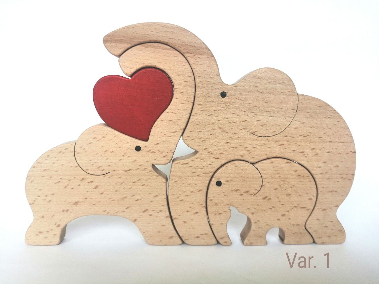 Wooden Puzzle Toy Elephant Family, Educational Toy
