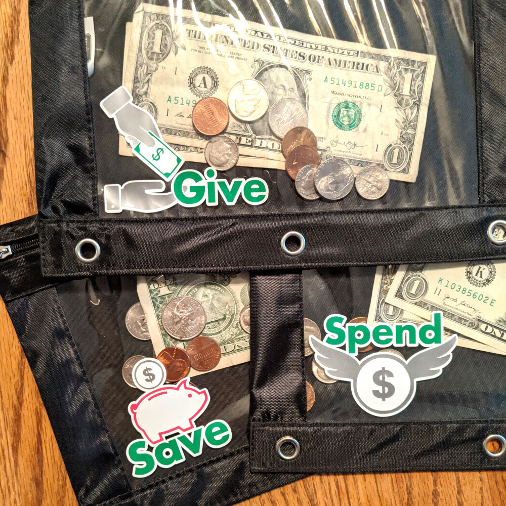 Money Management for Kids finance education envelope pouch save spend give