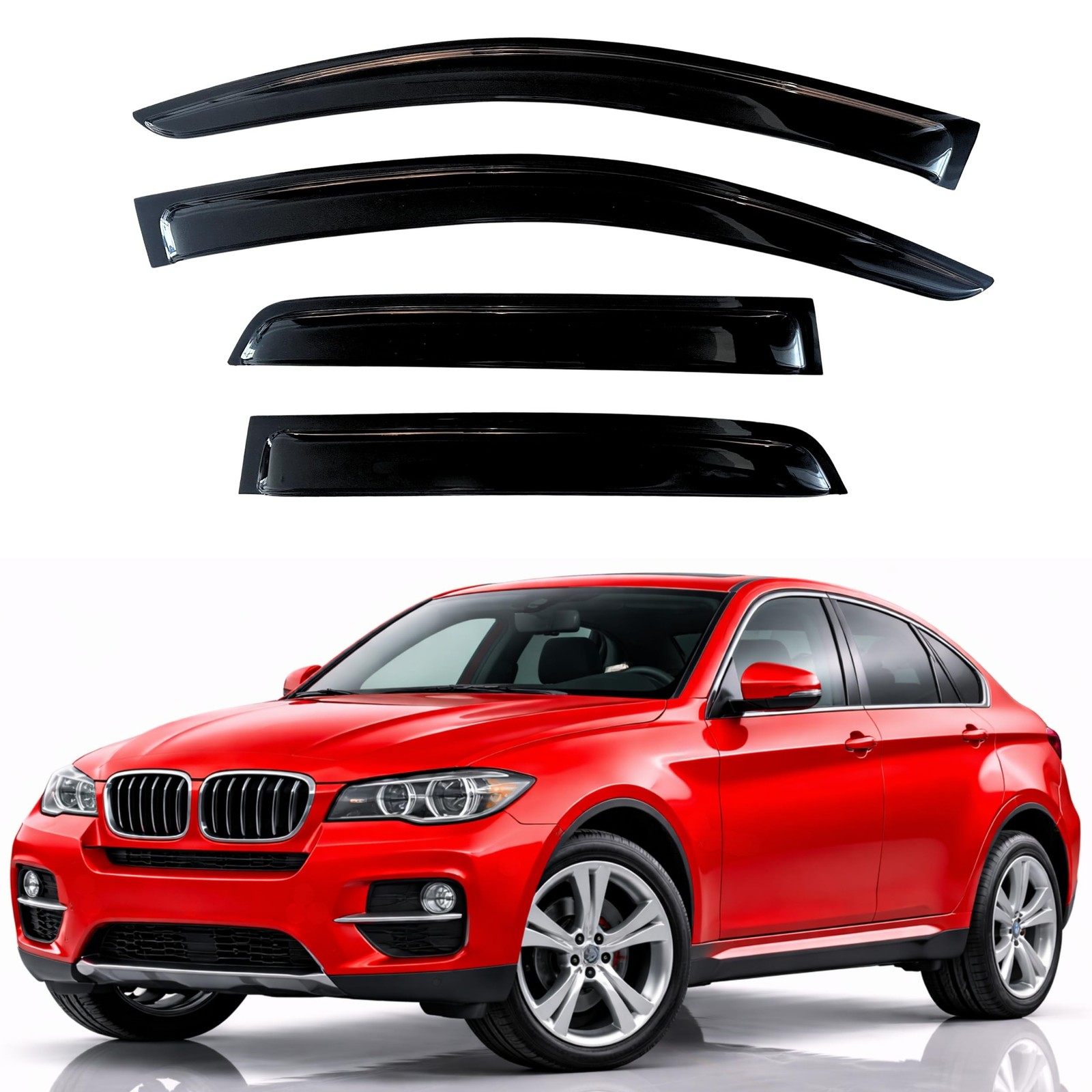 KPY Rain Guards Fit for 2008-2014 BMW X6, Out-Channel Window Visors Vent Wind…