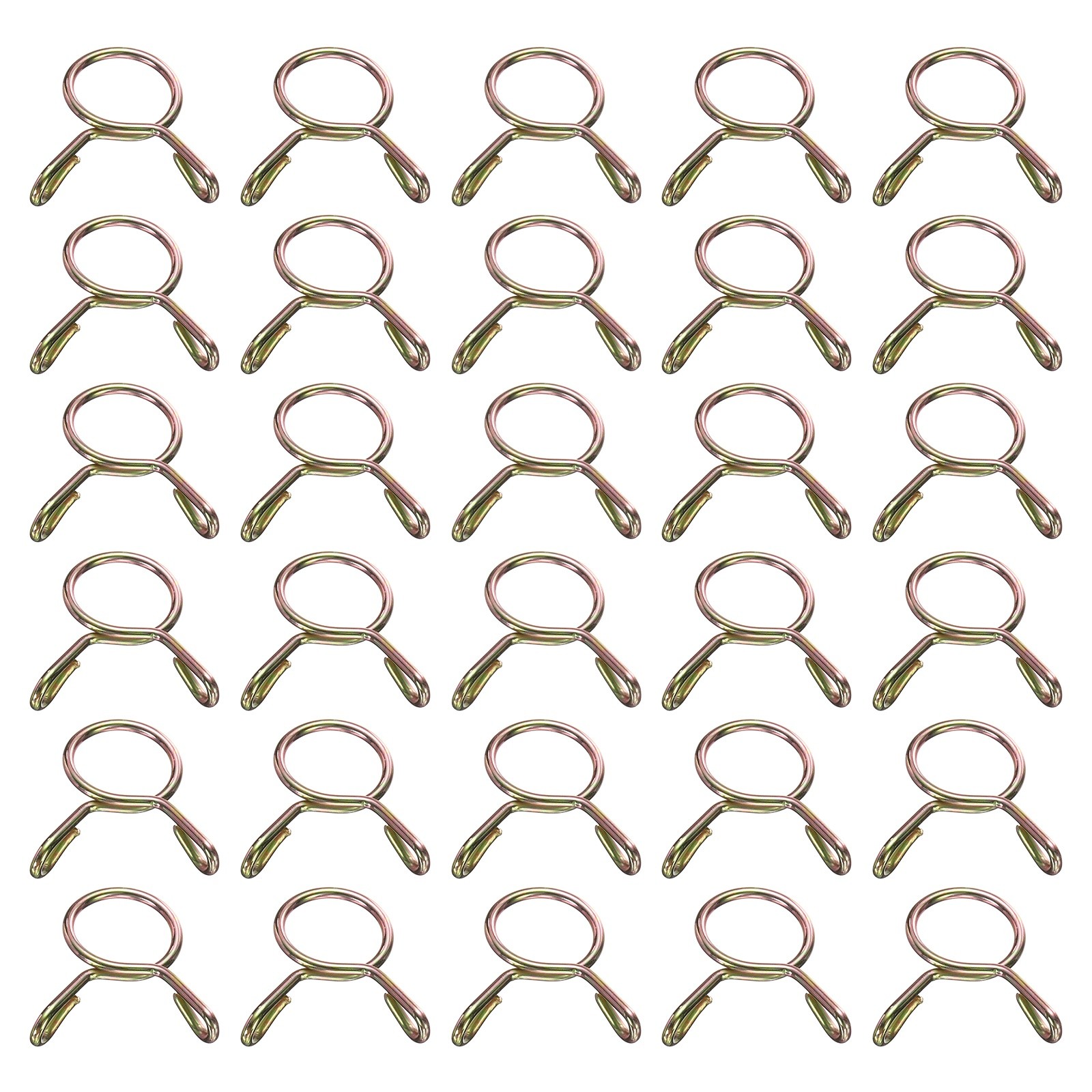 30Pcs 10mm ID 11.5mm OD Fuel Line Hose Clips 65Mn Spring Clips Clamps Gold