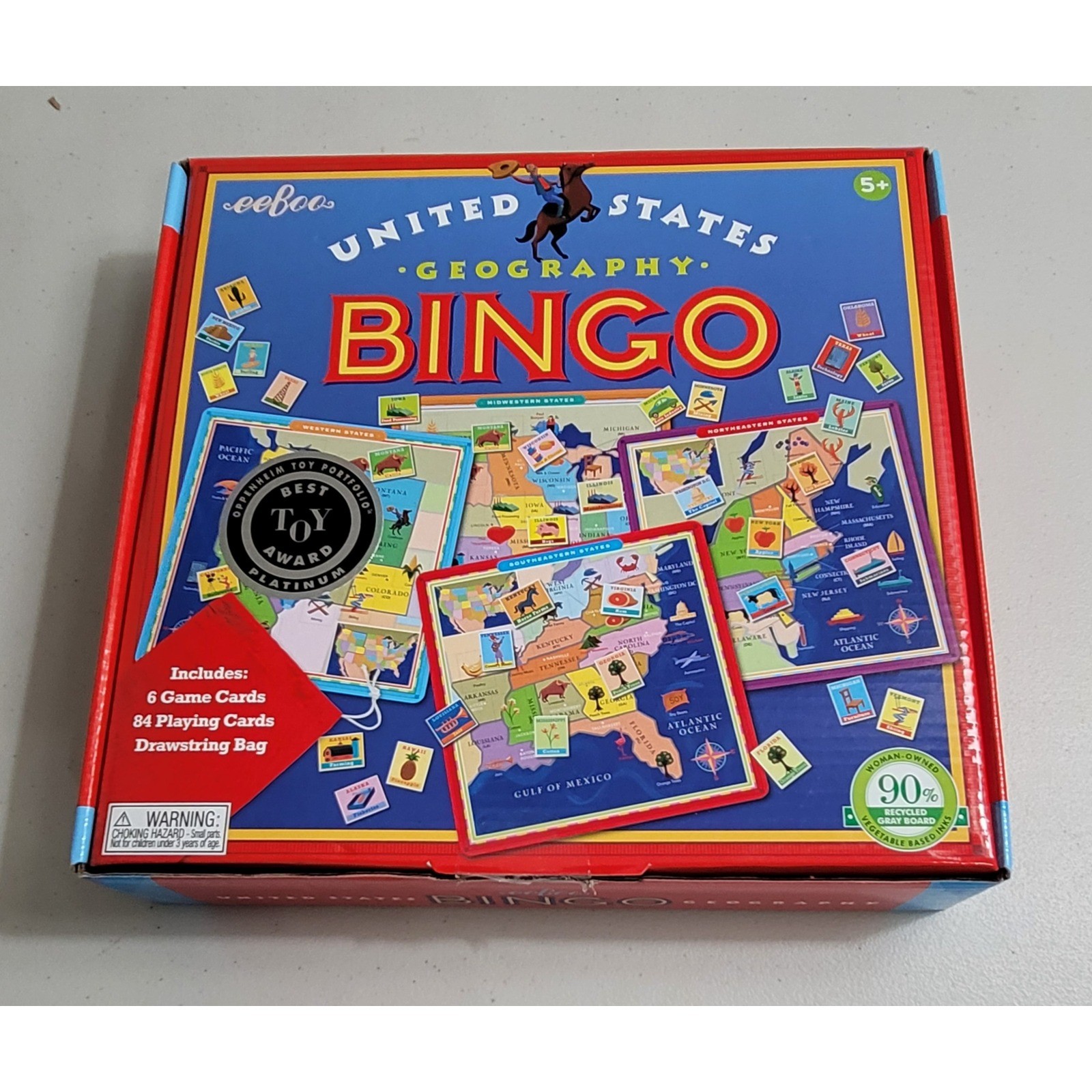 eeBoo United States Geography Bingo Kids Game Blue Good 1 Missing Piece