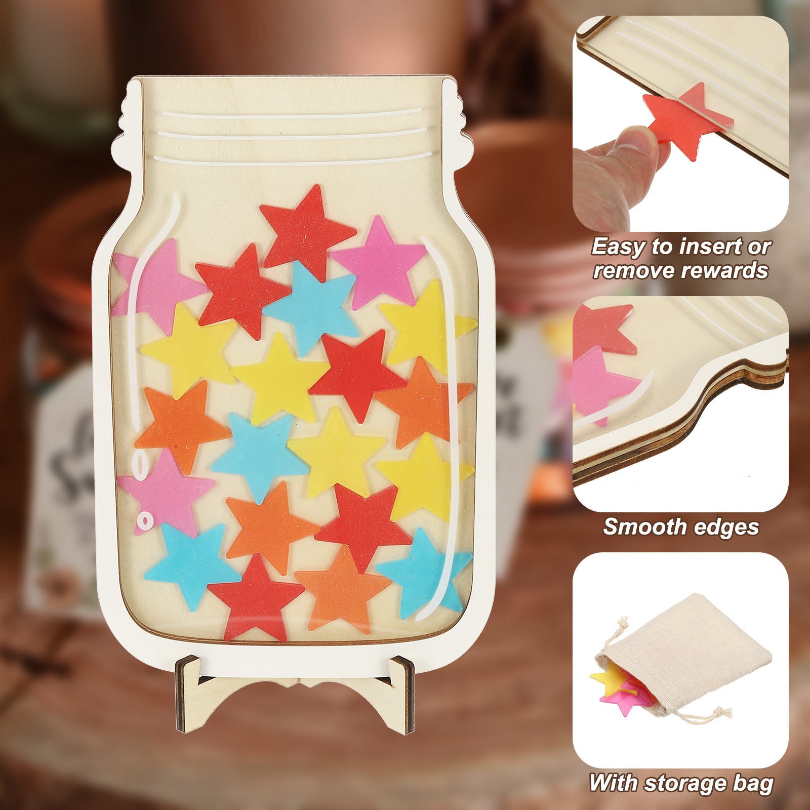 2 Pack Reward Jar Colorful Star Jar Reward Chart for , Mixed Color