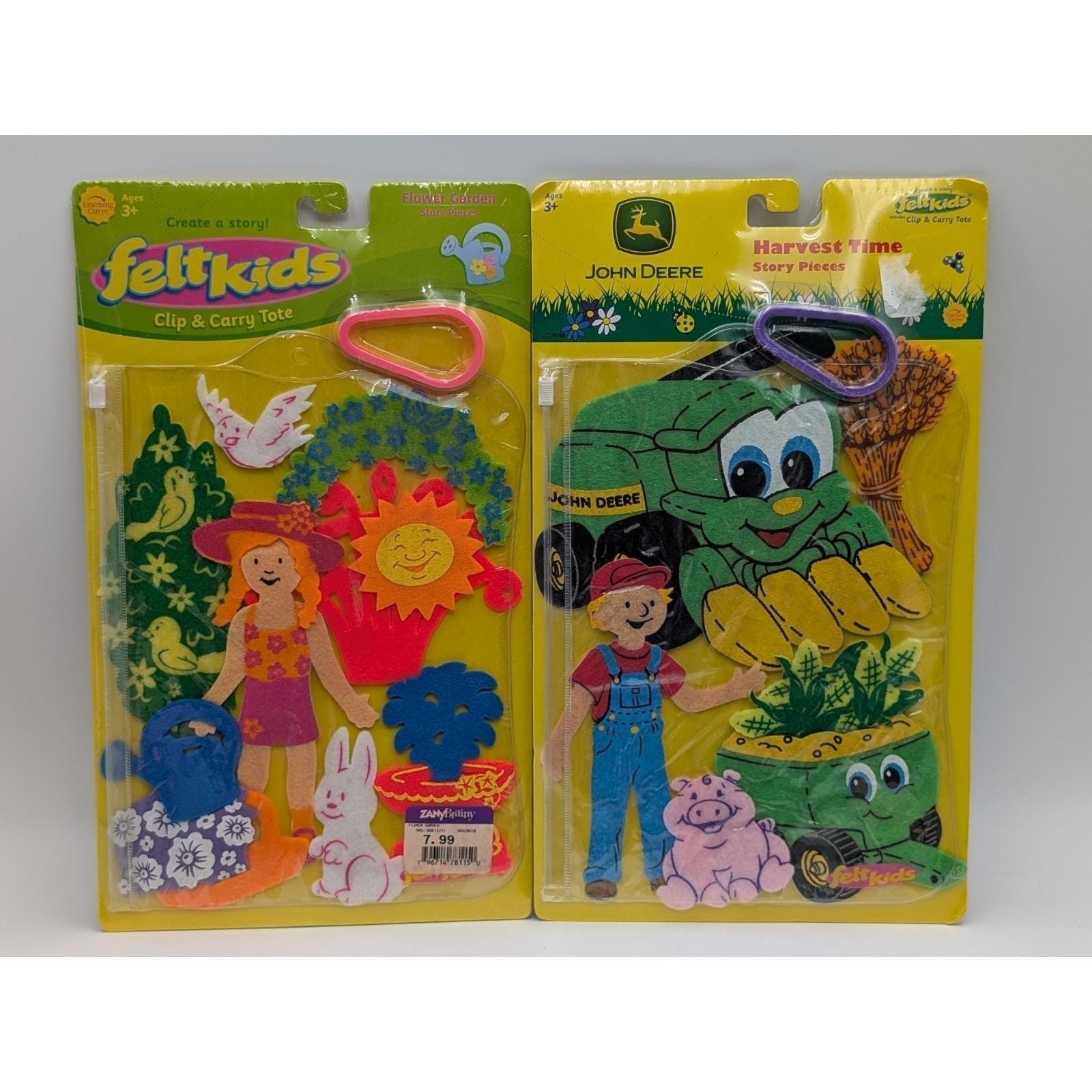 Felt Kids John Deere Garden Clip Carry Tote Lot of 2 Sealed 2002 2003