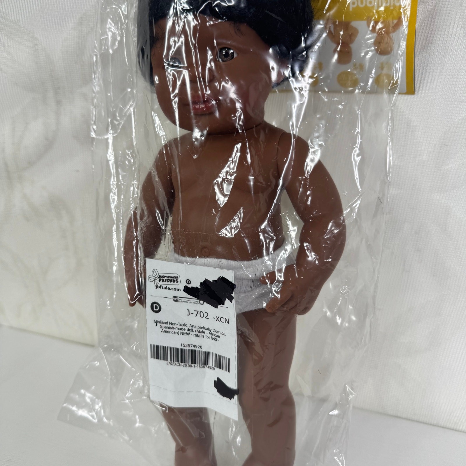Miniland Multicultural Doll African American Boy 15 Inches Anatomically Correct