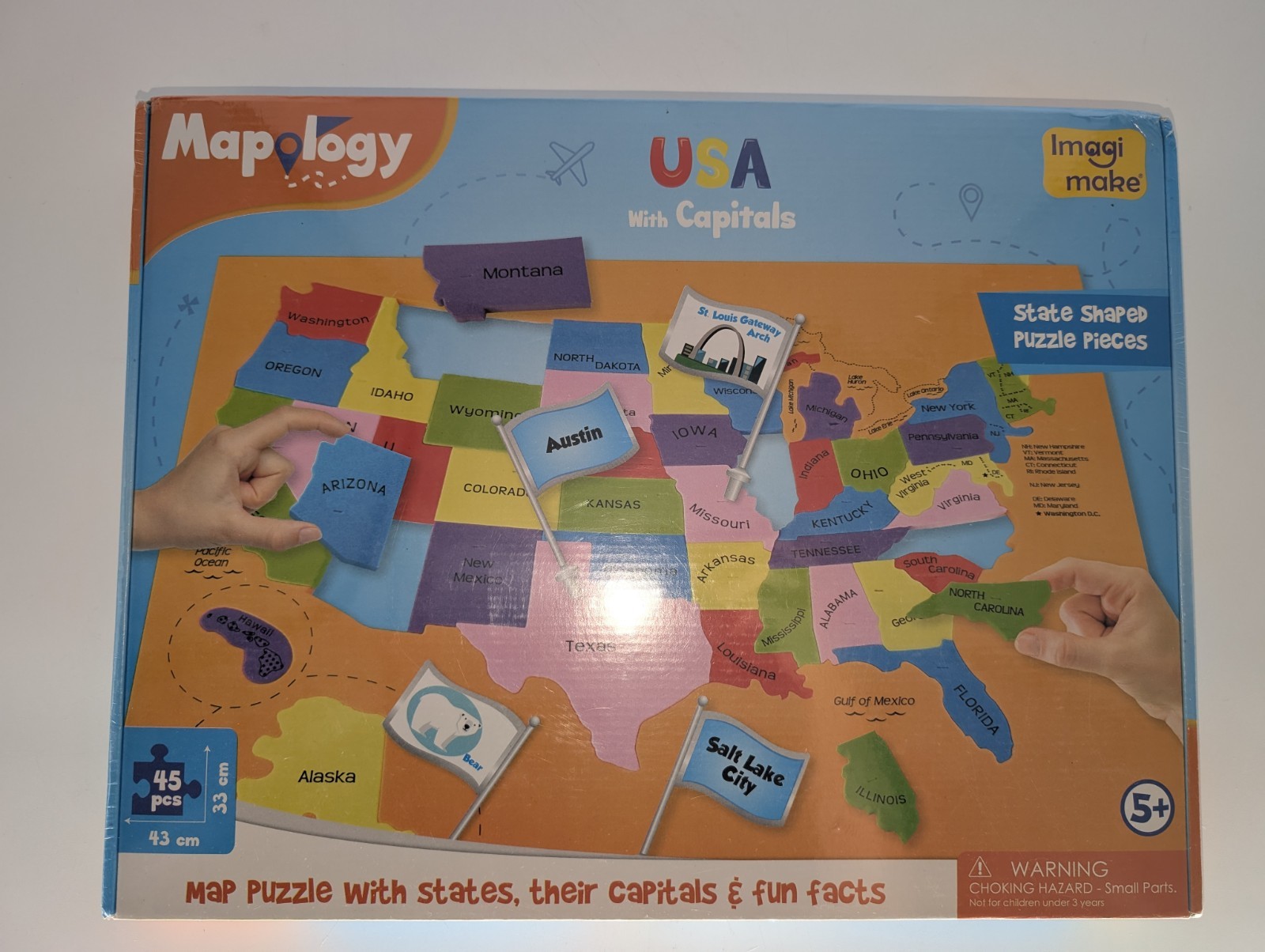 Mapology USA States with Their Capitals, Fun Jigsaw Puzzle, Age 5+ Imagi Make