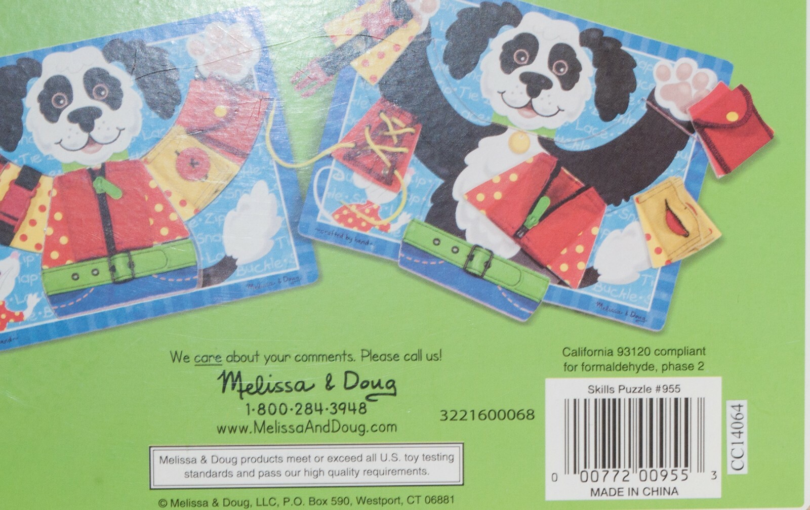 Melissa & Doug Basic Skills Puzzle Board Black & White Dog-#955