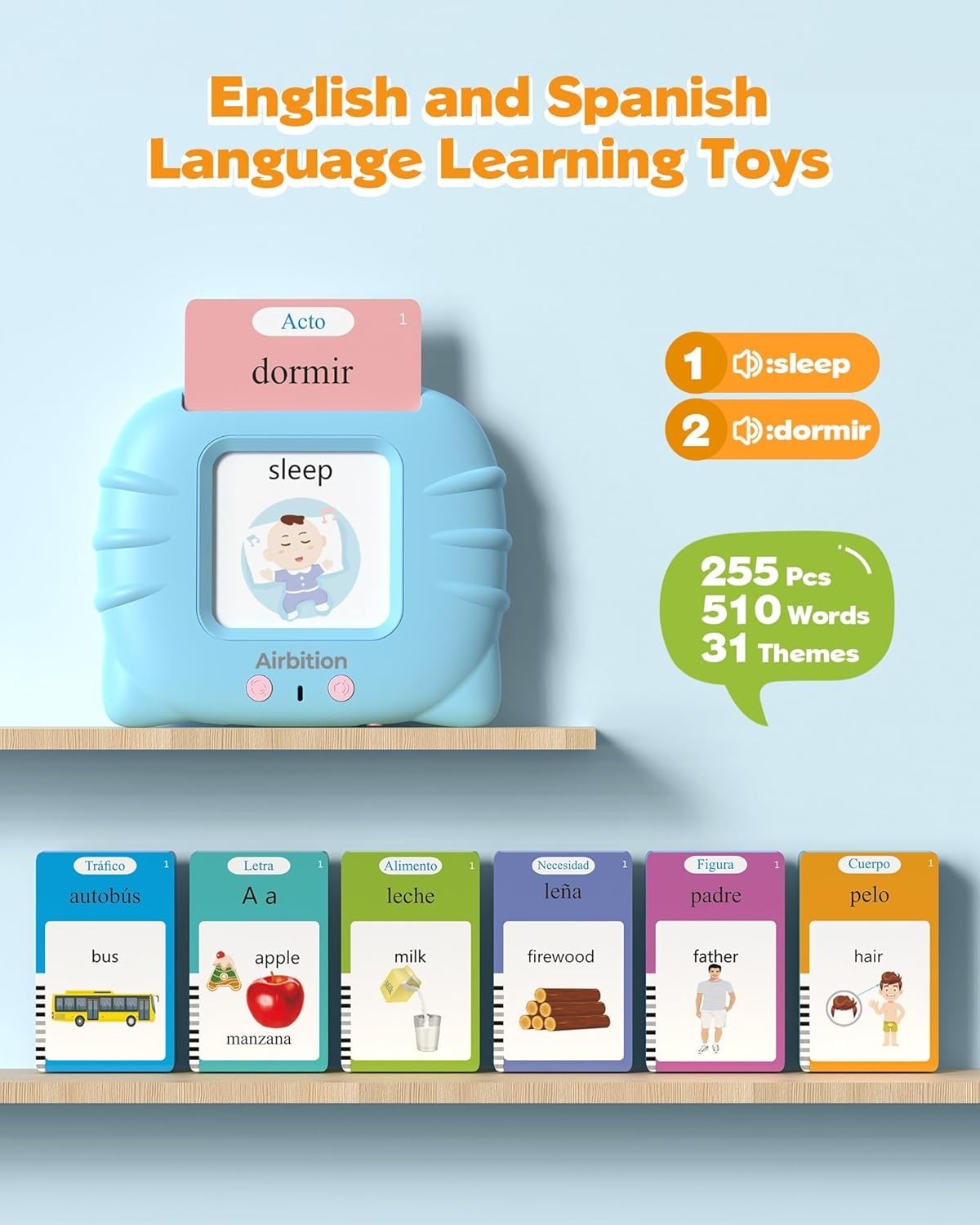 Interactive Bilingual Flash Cards: 510 Words for Cognitive Skill Development