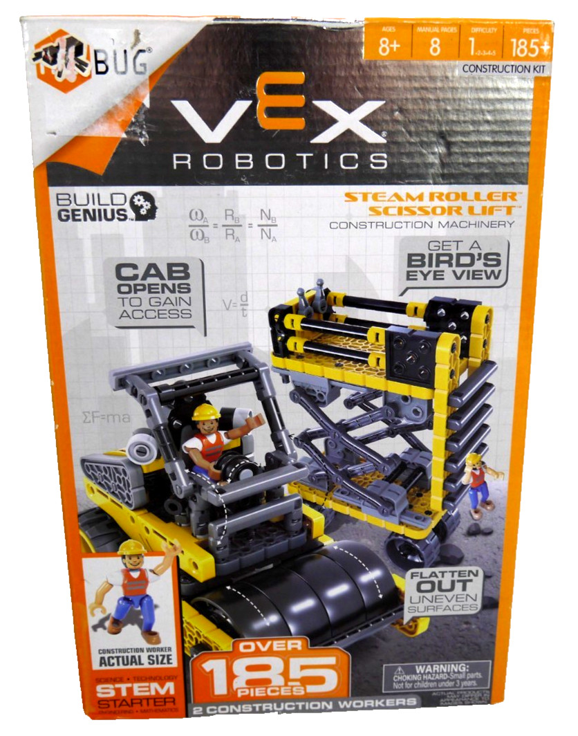 HEXBUG Steam Roller & Scissor Lift building kit 185 pieces STEM for age 8+ NEW