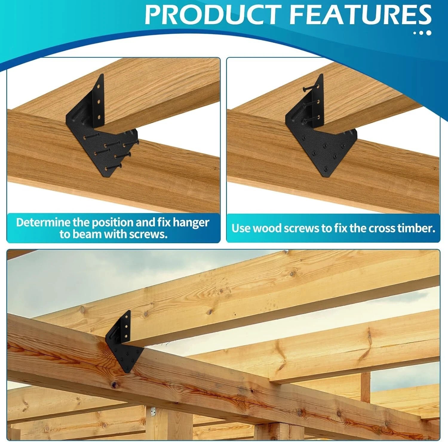 Hurricane Ties for Rafter, 48 Pack Hurricane Straps,Black Powder Coating Roof