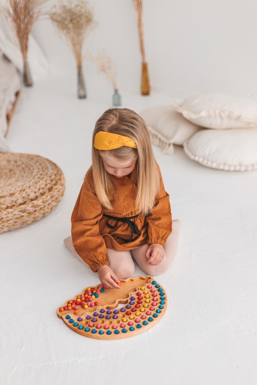 Rainbow Wooden Toy Color Sorting Educational Preschool Montessori Toys Learning