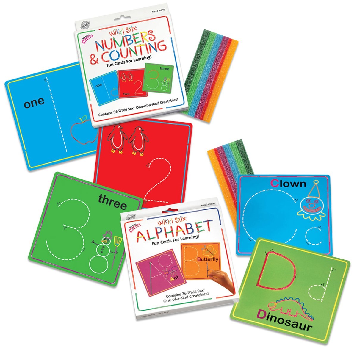 Wikki Stix Alphabet With Upper & Lowercase and Numbers & Counting Cards – 53