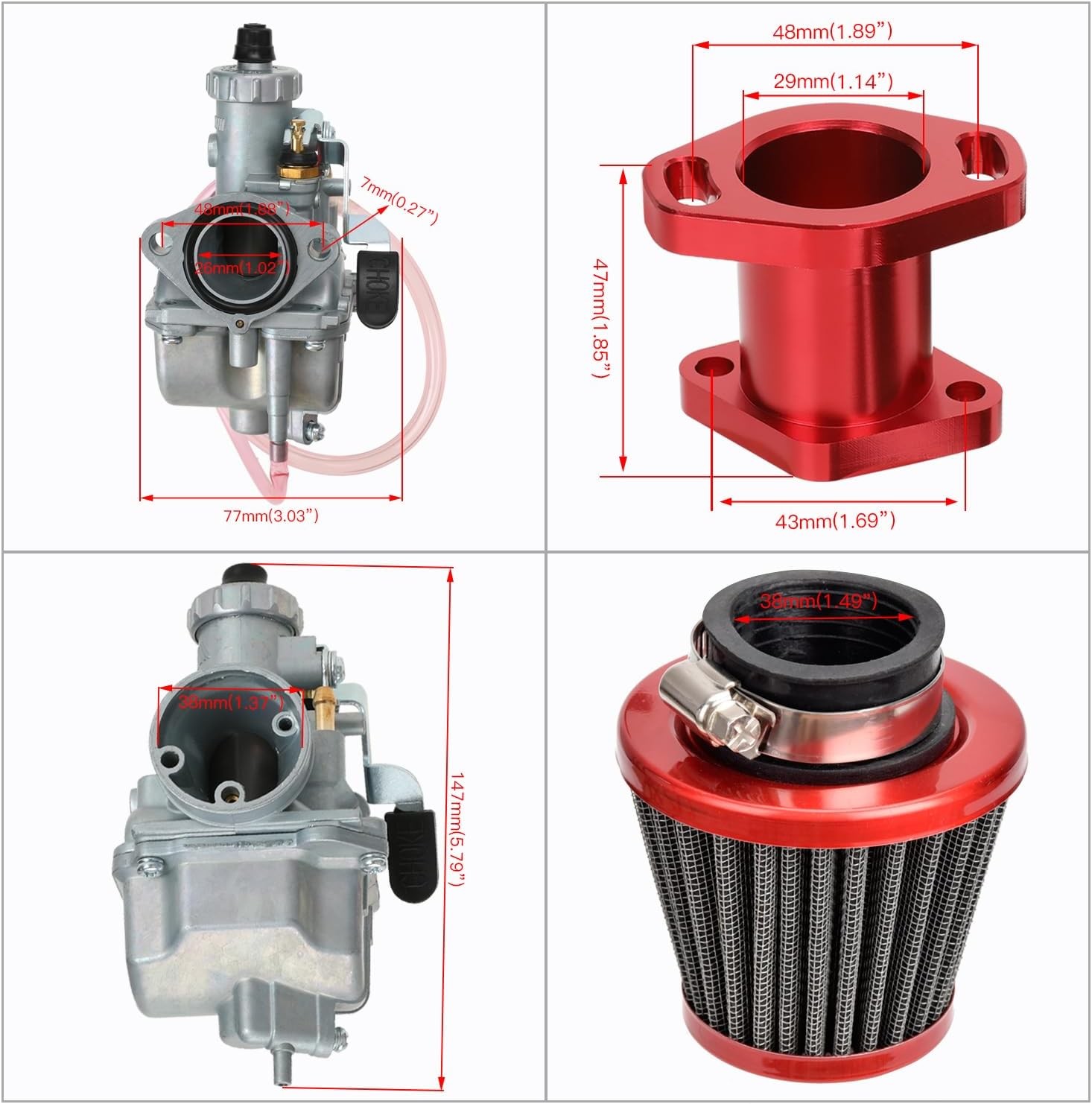 FVRITO Performance VM22 26mm Carburetor Carb for Predator 212cc 196cc Coleman CT