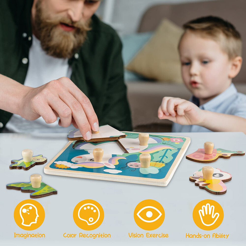 4 Pcs Wooden Toddler Puzzles Puzzles Gifts Toys Kid Learning Educational Toys