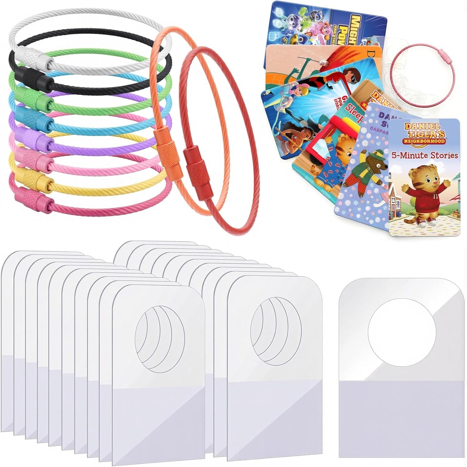 Creative Yoto Card Holder Set: 200 Adhesive Tabs with 10 Stainless Steel Rings