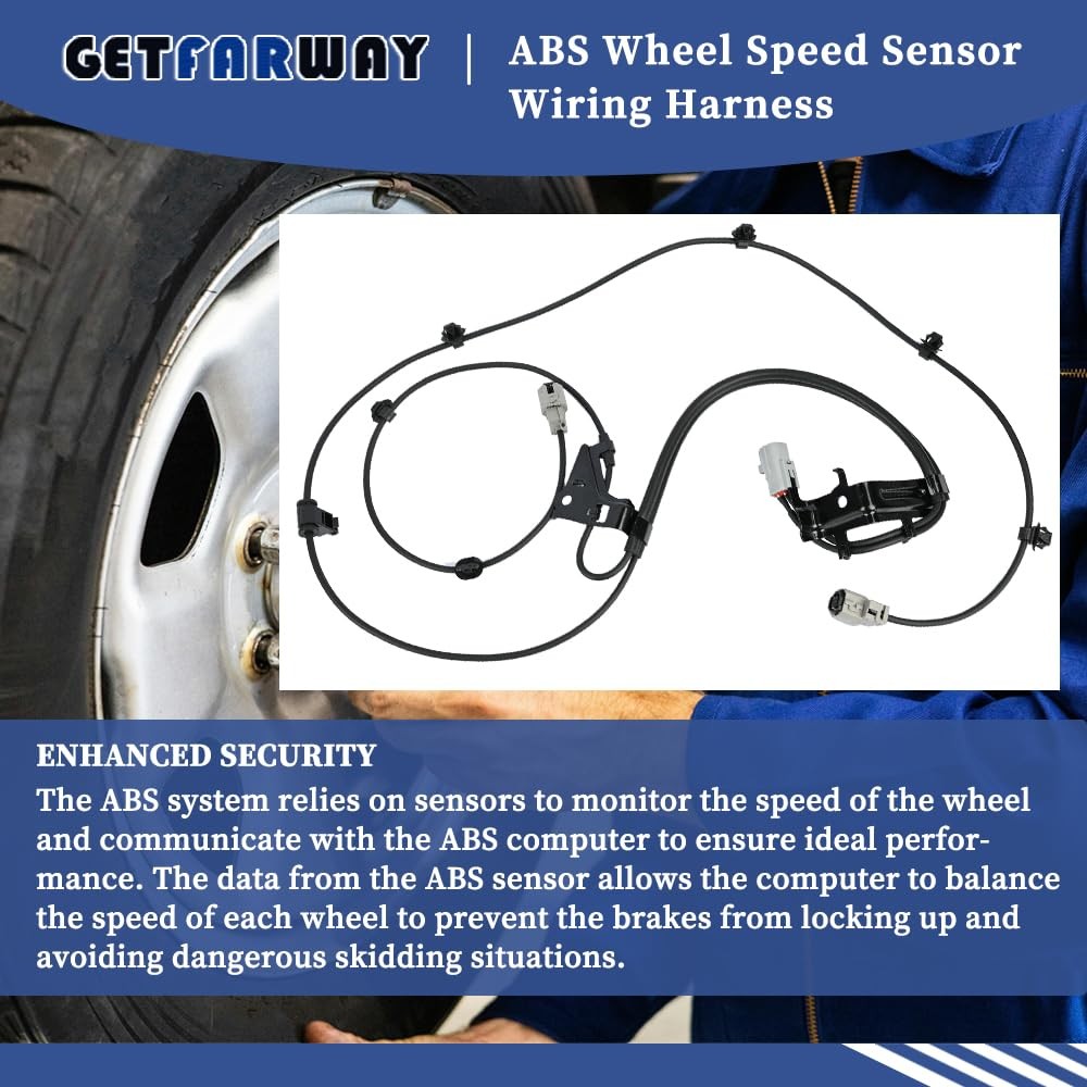 Getfarway ABS Wheel Speed Sensor Wiring Harness 89516-0C050 Rear Side, White