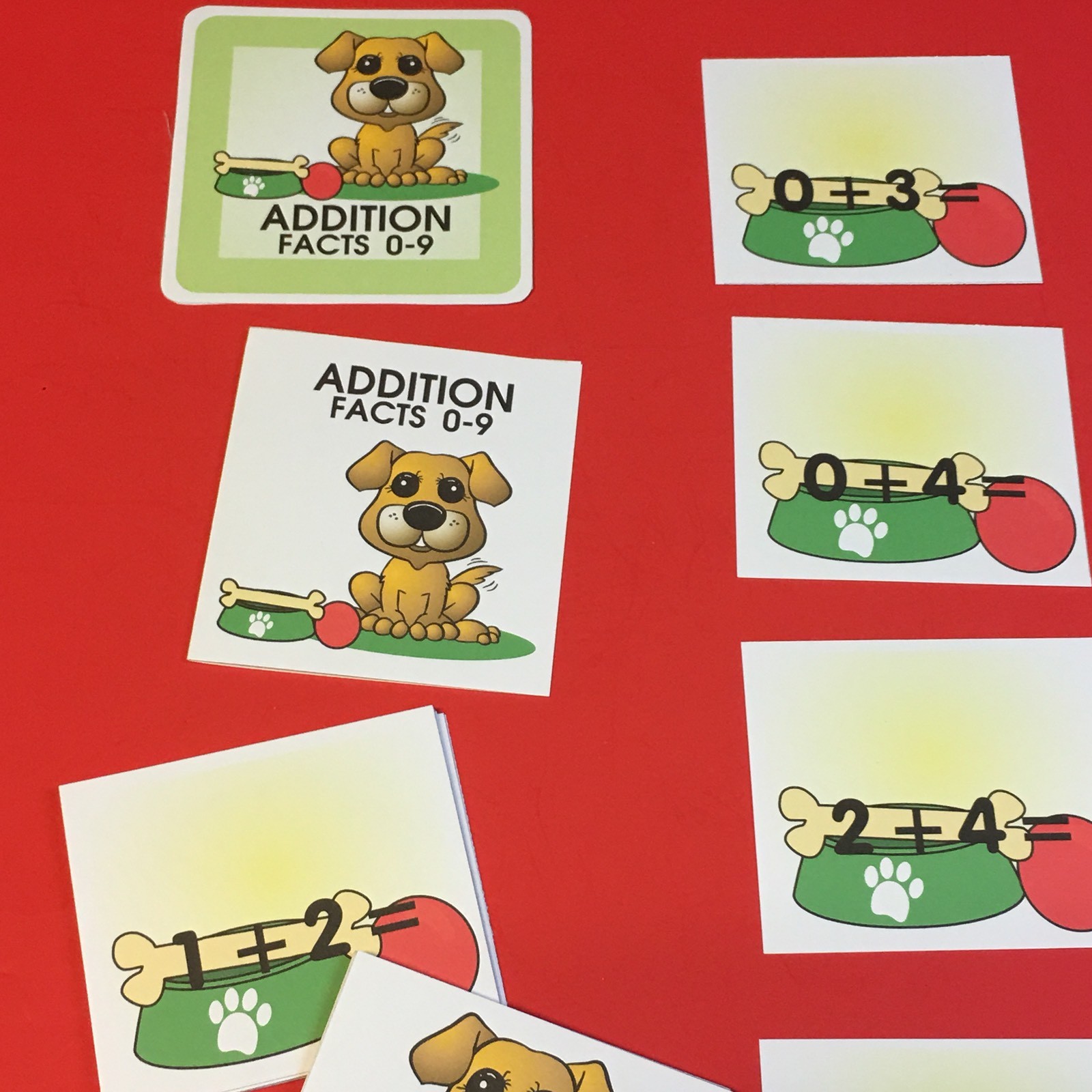 PUPPY – Addition Facts 0-9 Matching Game 48 Cards