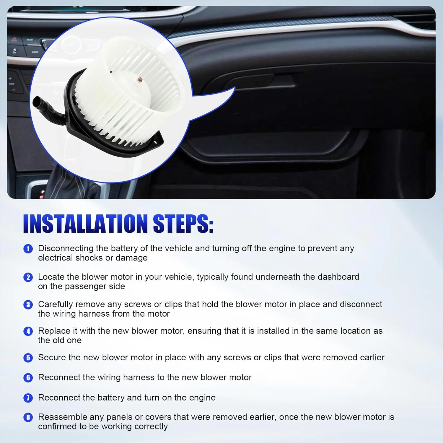 Front AC Heater Blower Motor with Fan Fits for Mitsubishi Lancer Outlander 2008