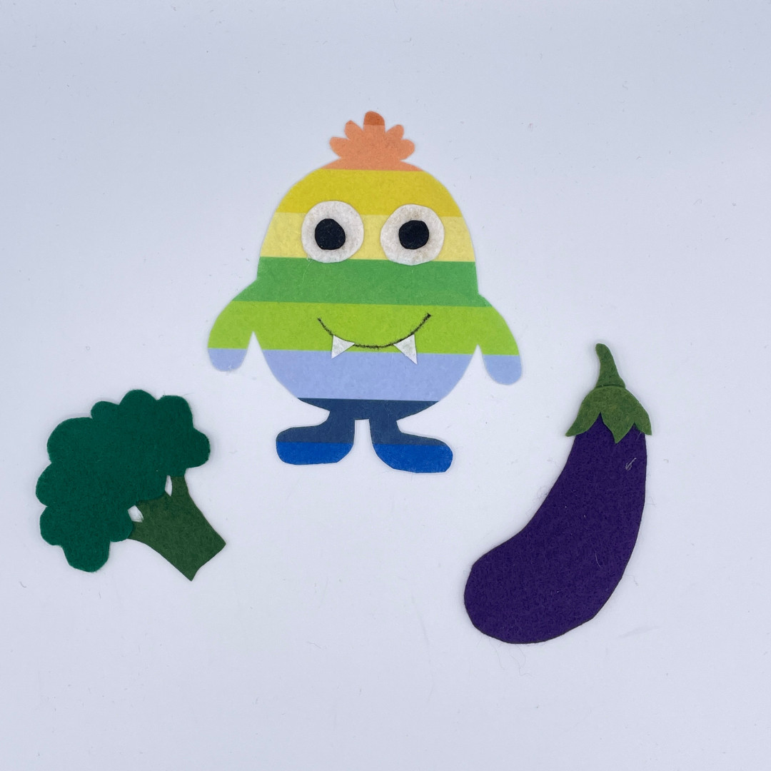  Hungry Monster Felt Story Set – Eat Your Veggies w/ Rhyme and Activities