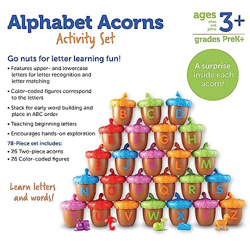 Learning Resources Alphabet Acorns Activity Set, 78 Pieces, Homeschool, Visual &
