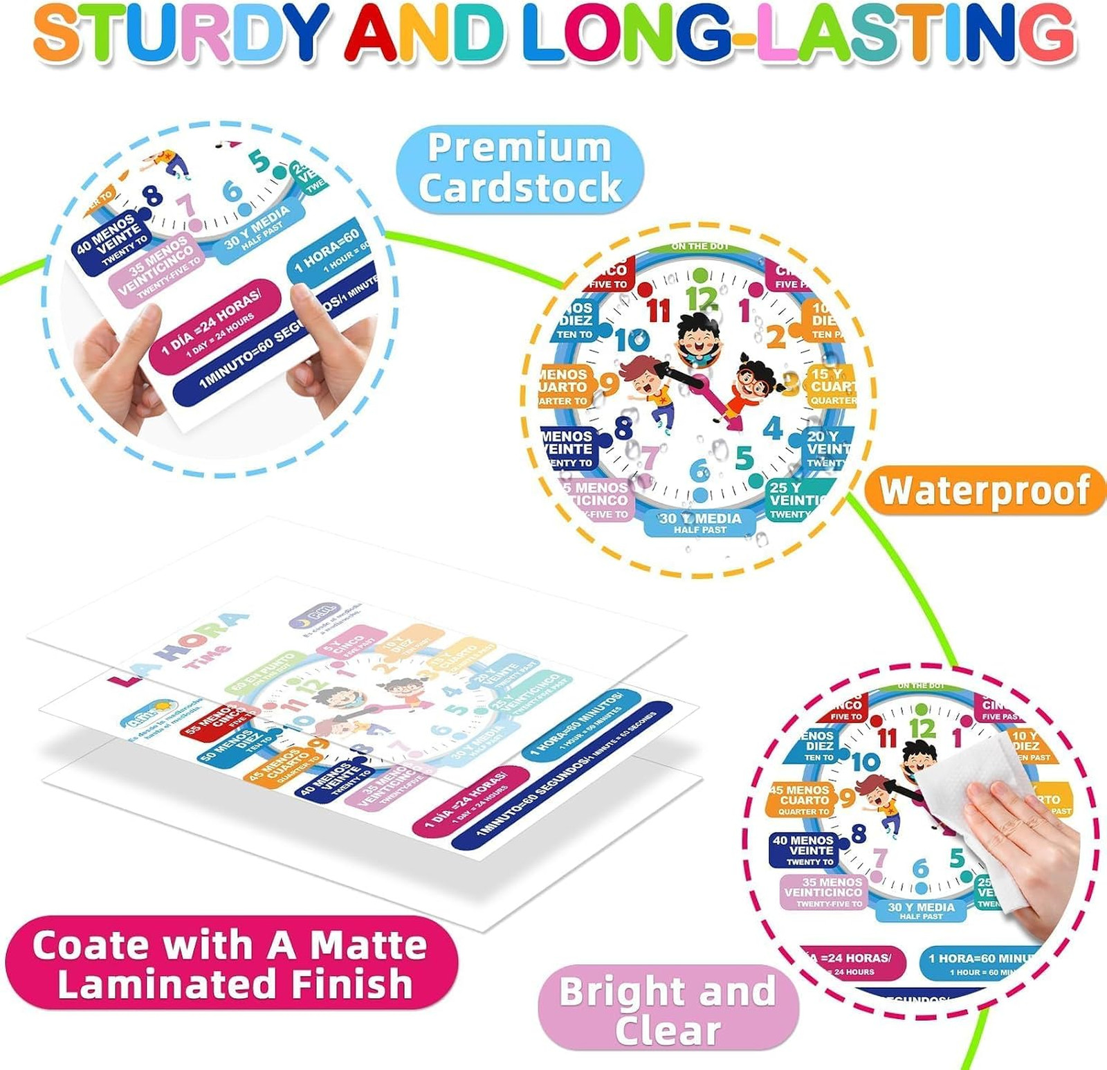 Bilingual Learning Posters Set 16 Charts for Classroom Decoration Educational