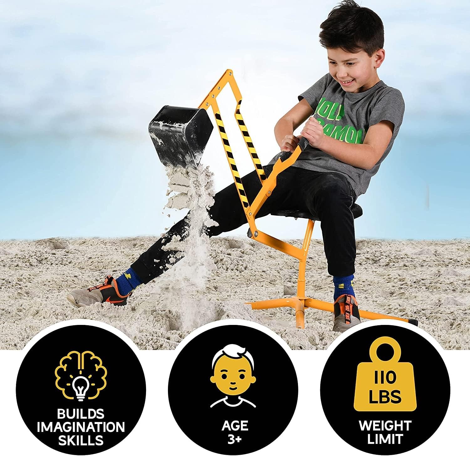 Stargo Sand Digger Kids Excavator Ride on Toy, Beach Toys Outdoor Sandbox…