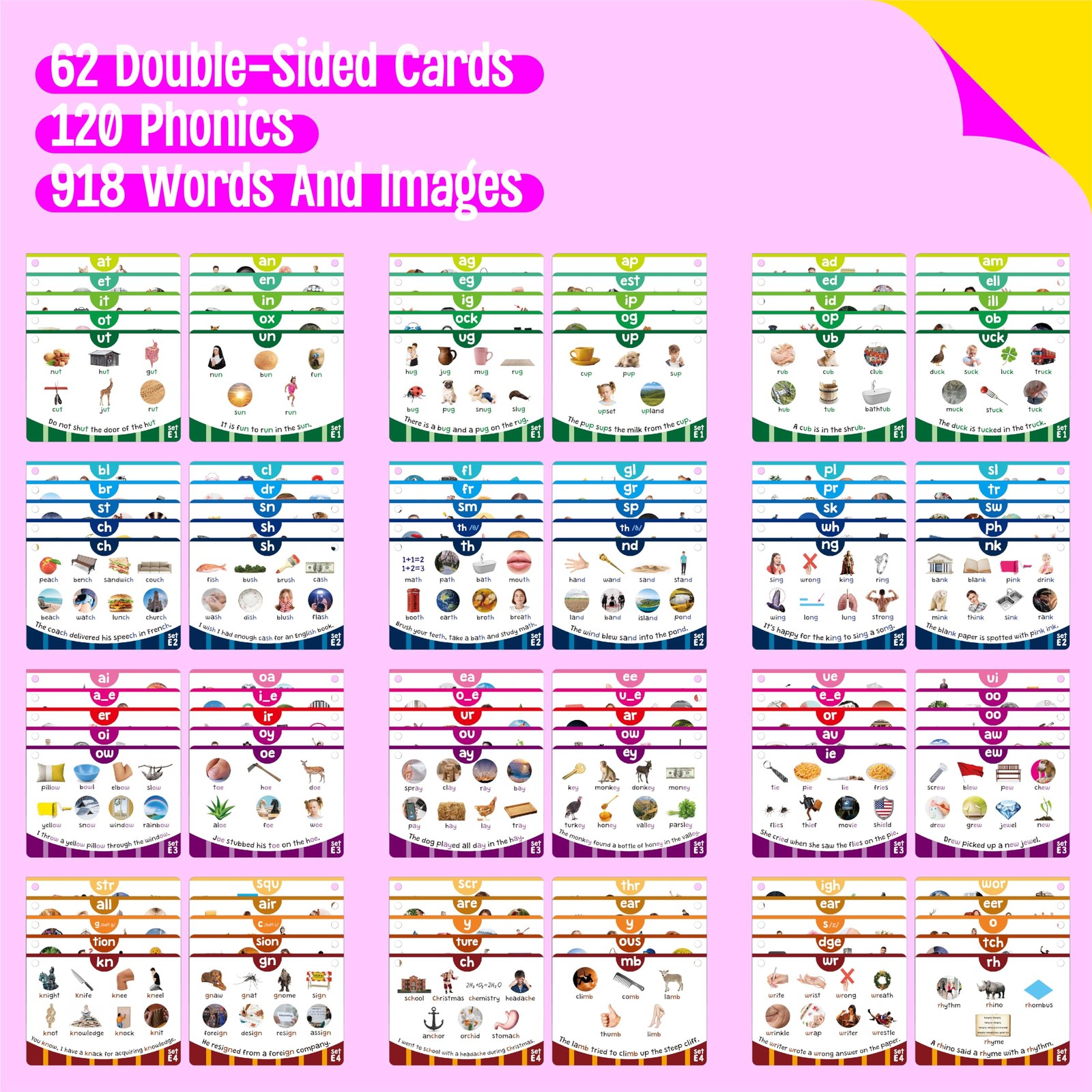 Phonics Flashcards, 120 Phonics 62 DoubleSided Cards 20 Phonic Group Sets CV…