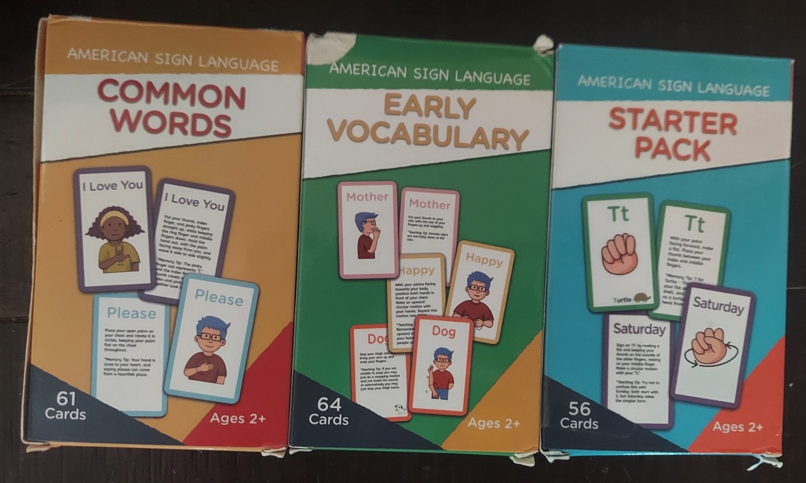 ASL Flash Cards 3 x 5 inches Set of 180 Multicolor Learning Tool for Kids Adults