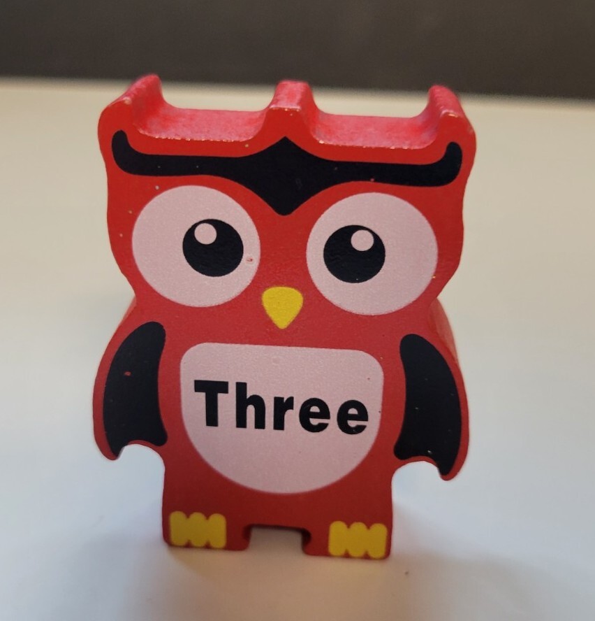 Discovery Toys Stacking Owls Balancing Game Replacement Wood Block Red #3 ONLY